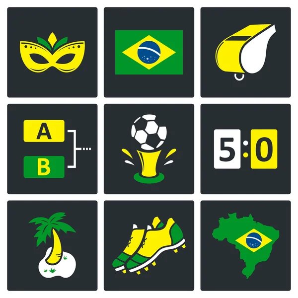 Juego de fútbol Iconos conjunto — Vector de stock