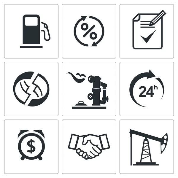 Sale of petroleum products icons — Stock Vector