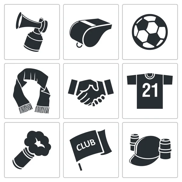 Atributos Fútbol iconos de los fans — Vector de stock