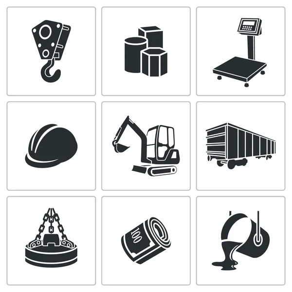 Metallurgy Icons set — Stock Vector