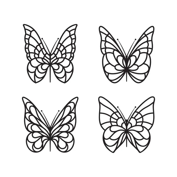 Butterfly silhouette icon set — Stock Vector