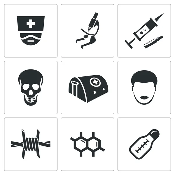 Set di icone di protezione epidemica — Vettoriale Stock