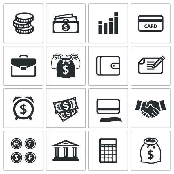 Colección de iconos de financiación de dinero — Vector de stock