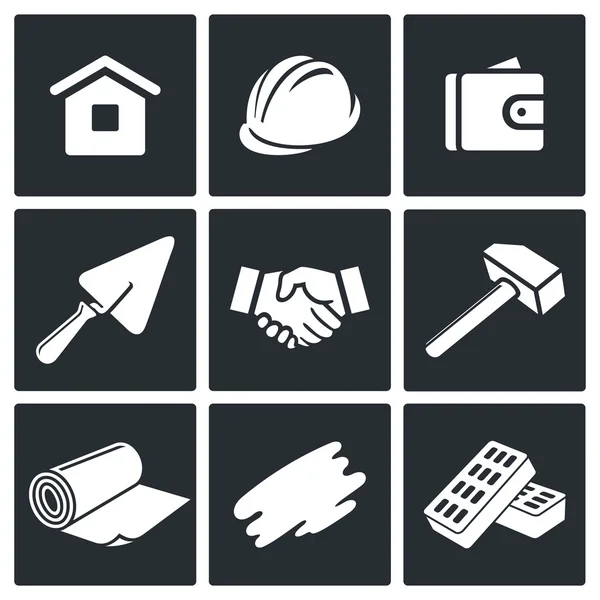 Stavby a opravy domů ikony nastavit — Stockový vektor