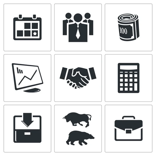 Colección de iconos de intercambio financiero — Vector de stock