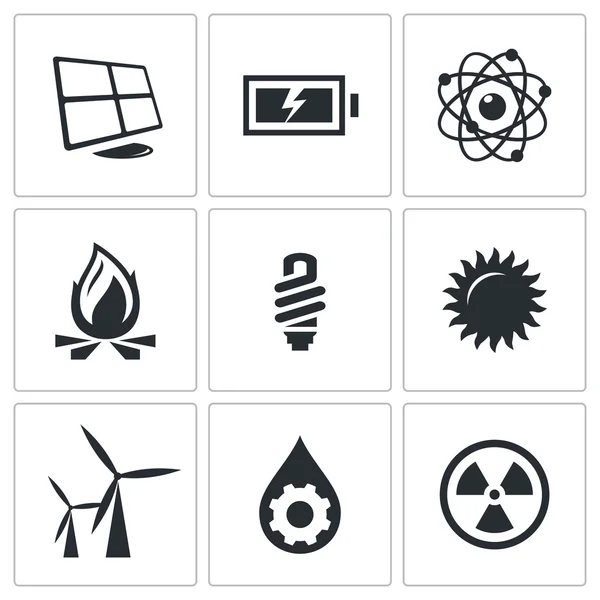 Energía, conjunto de iconos de energía — Archivo Imágenes Vectoriales