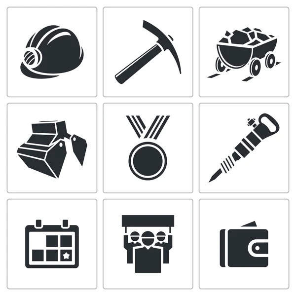 Coal industry icon collection — Stock Vector