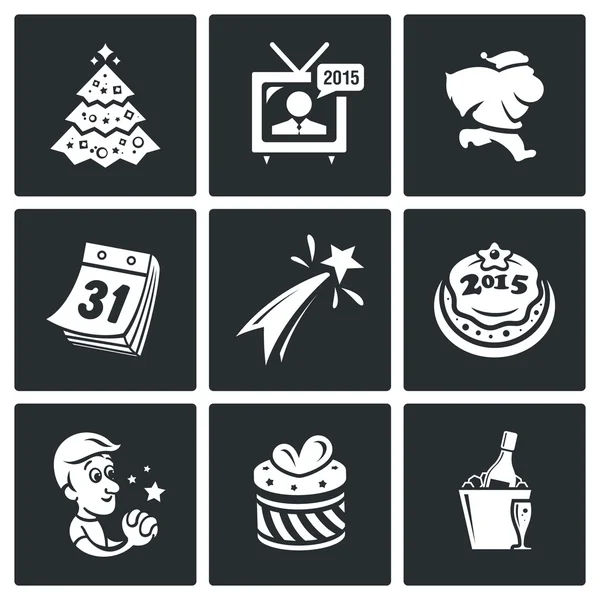 New year icons set — Stock Vector