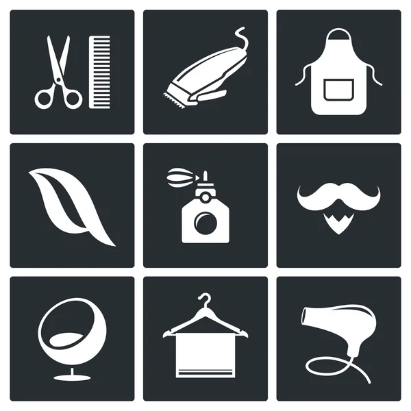 Peluquería, iconos de belleza — Vector de stock