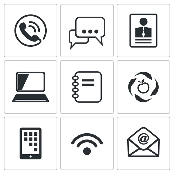 Comunicación, conjunto de iconos de red — Vector de stock