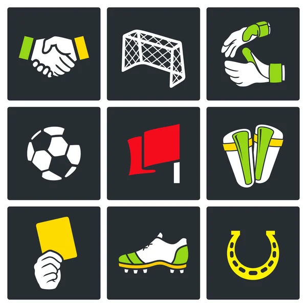 Colección icono de color de fútbol — Vector de stock