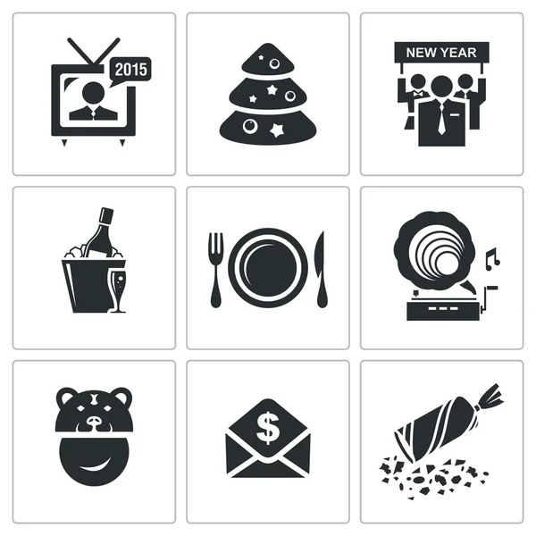 New year corporate  icons — Stock Vector