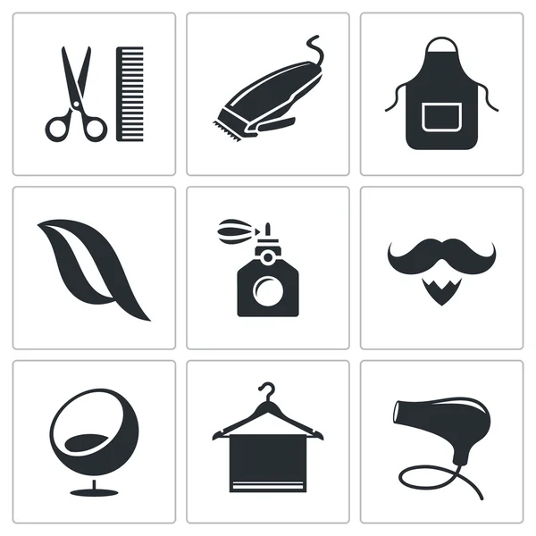 Salon de coiffure, icônes beauté — Image vectorielle