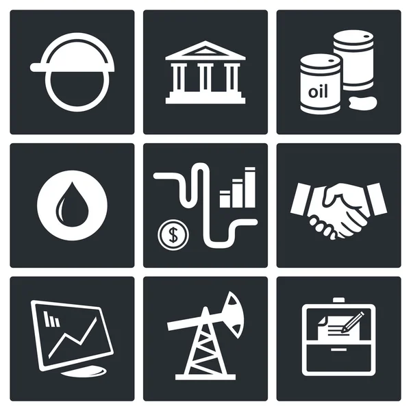 Kőolaj termékek ikon készlet — Stock Vector