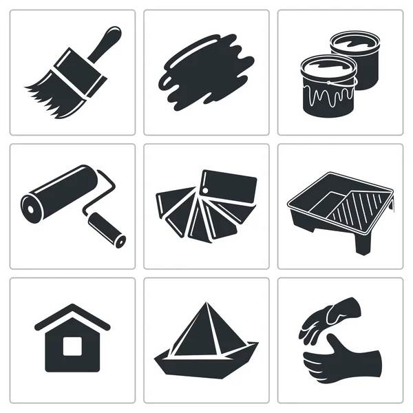 Painting work icons — Stock Vector