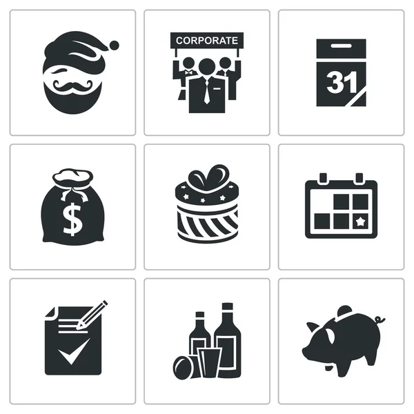 New year corporate  icons — Stock Vector