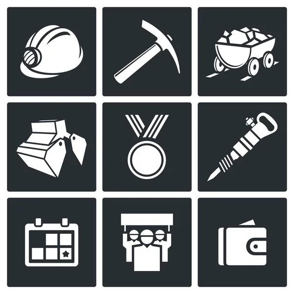 Coal industry icons set — Stock Vector