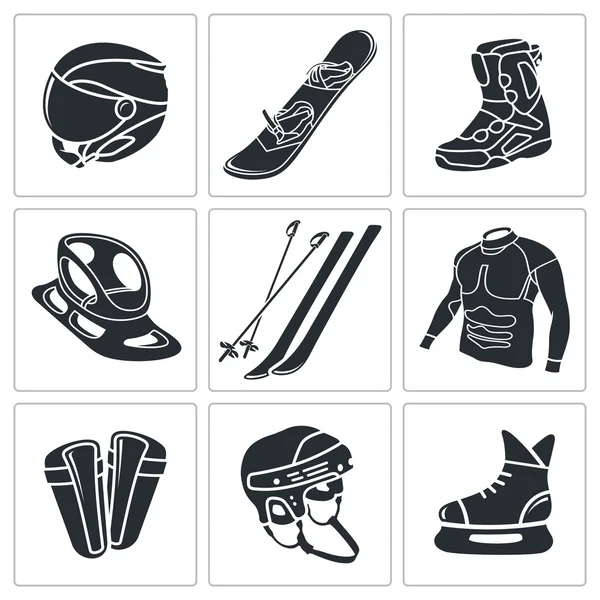 Icônes de sports d'hiver — Image vectorielle
