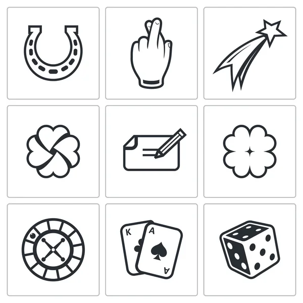 Gambling and fortune icon set — Stock Vector