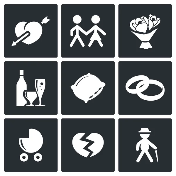 People's lives icons set — Stock Vector