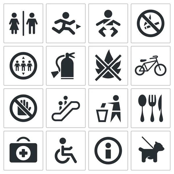 Ensemble d'icônes de signes internationaux — Image vectorielle
