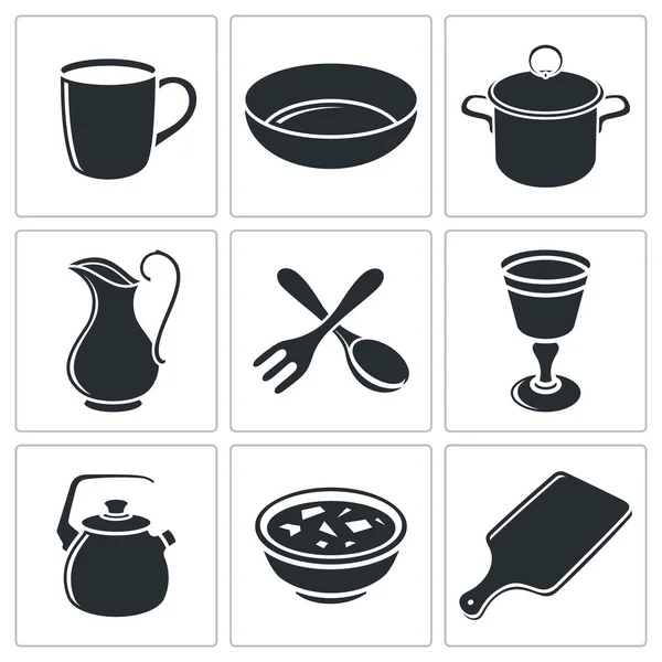Tableware, kitchen Icons set — Stock Illustration Tableware, kitchen Icons set Royalty Free Stock Vectors