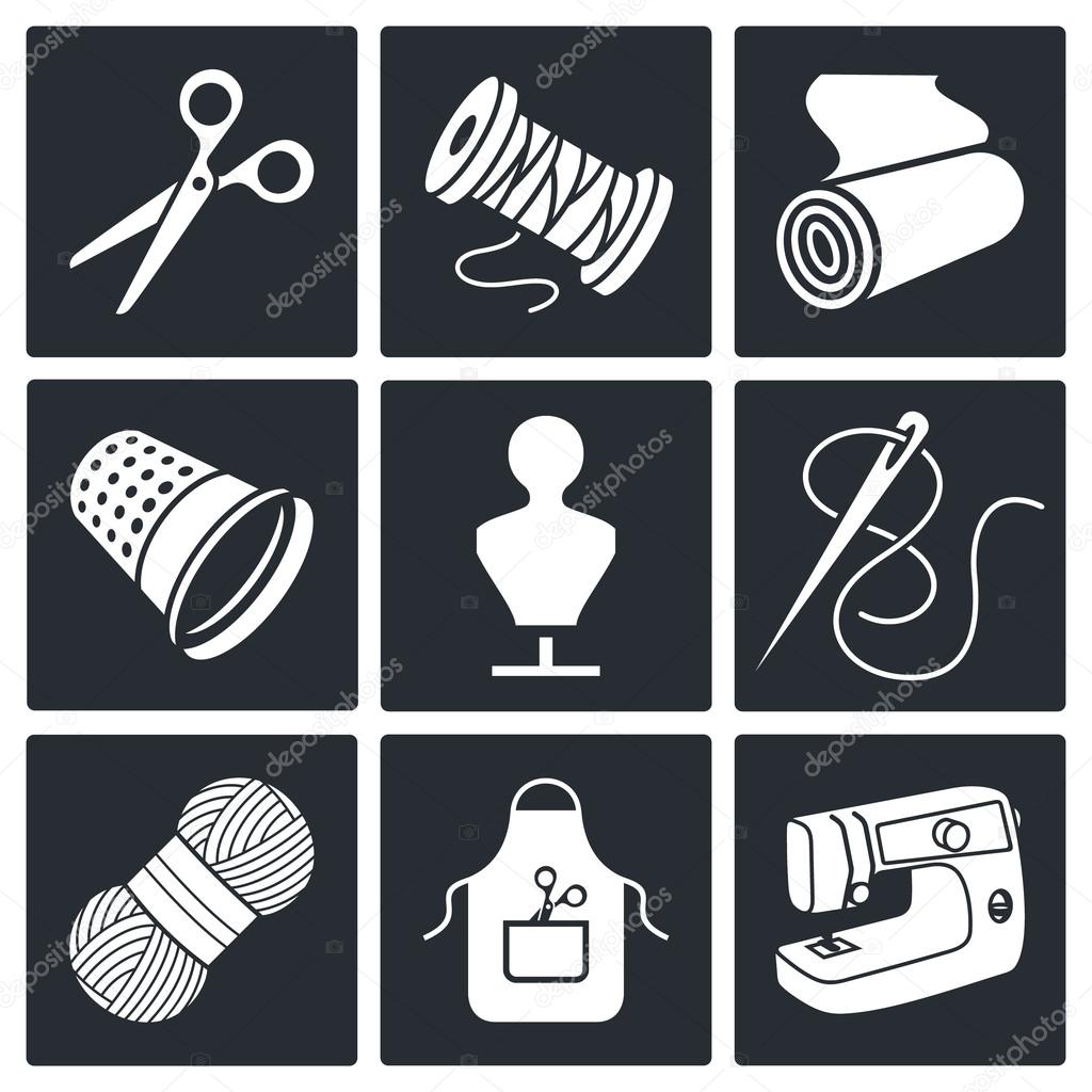 Sewing clothing manufacture Icons