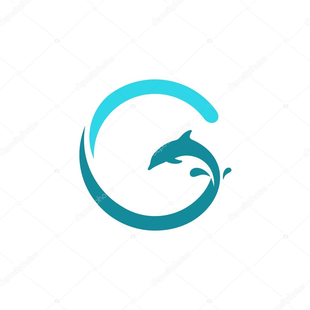 Sign  letter G, dolphin. Branding identity corporate logo isolated on white background