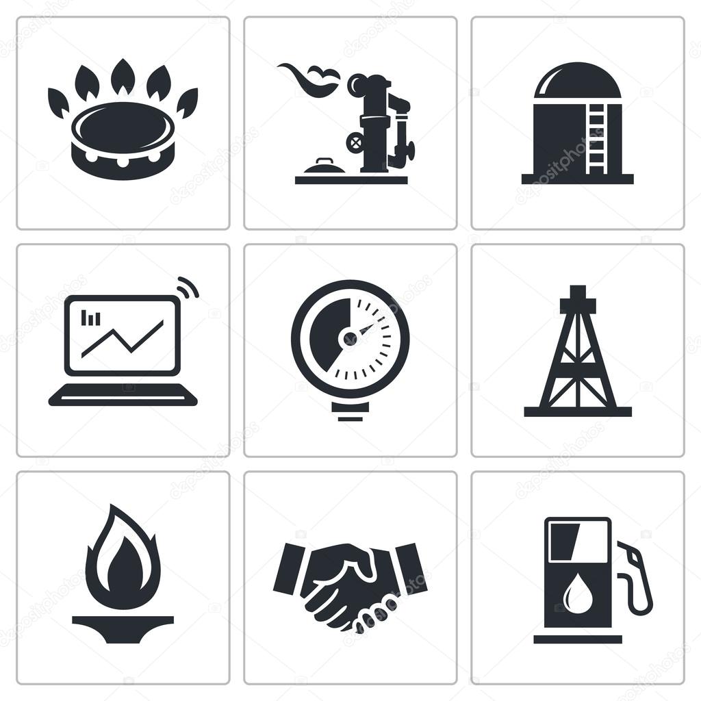 Gas trade vector icon collection