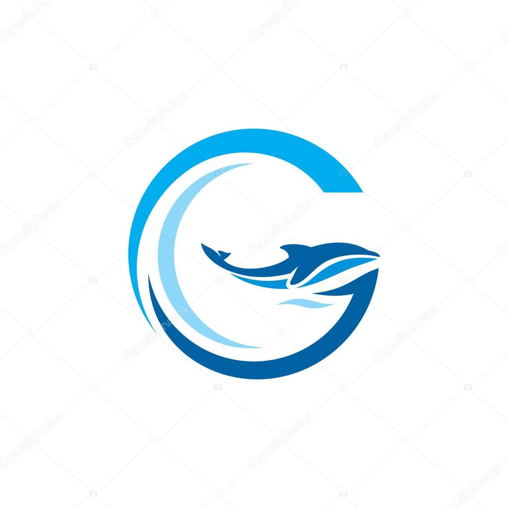 Sign  letter G, dolphin. Branding identity corporate logo isolated on white background