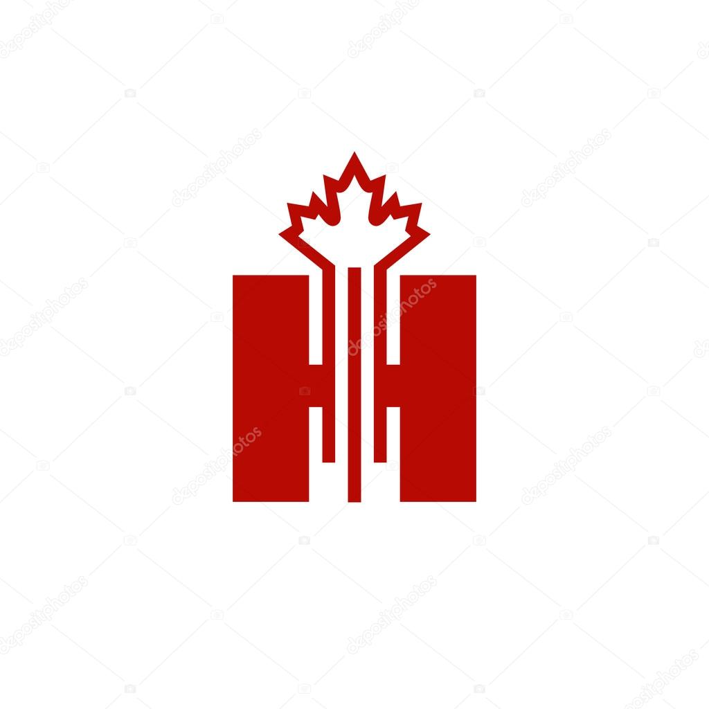 Sign   letter H, Canada icon.  Branding identity corporate logo isolated on white background