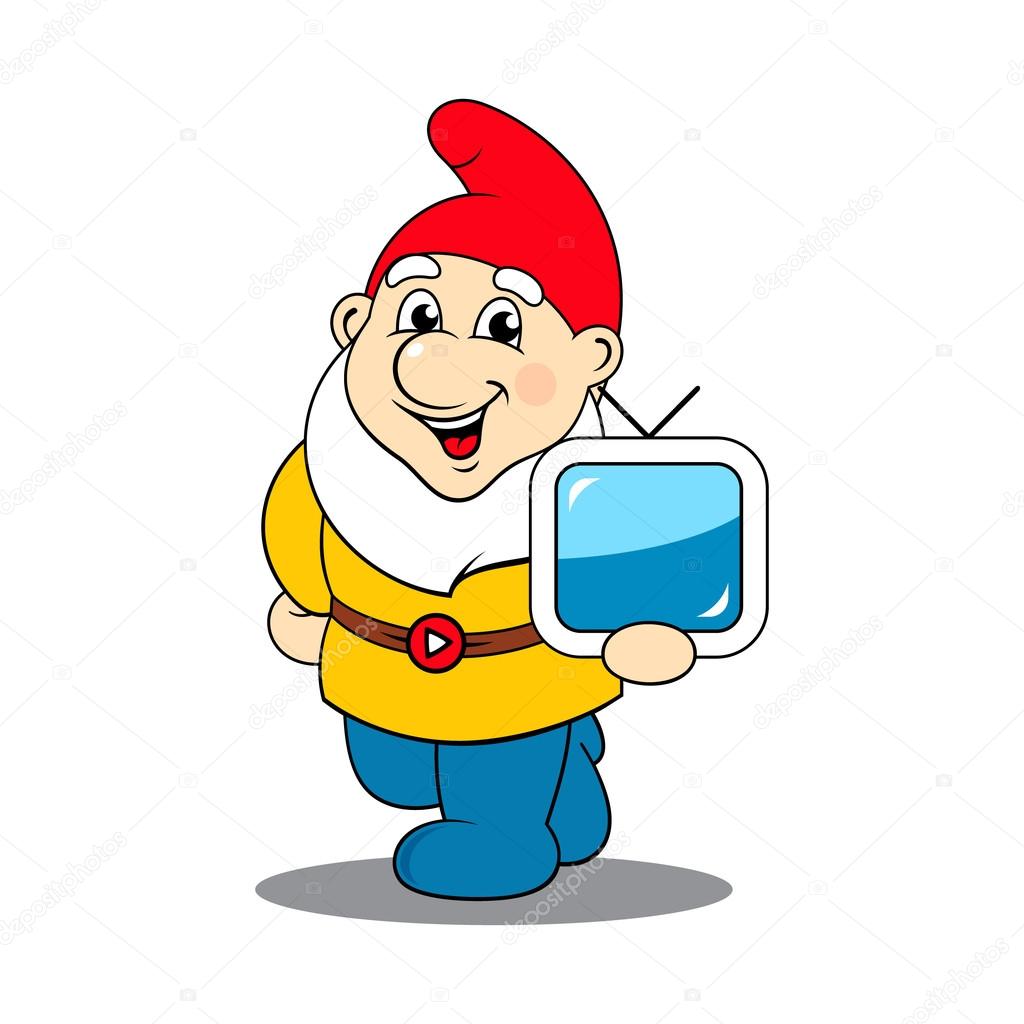 Dwarf with TV sign.  Branding identity corporate logo isolated on white background