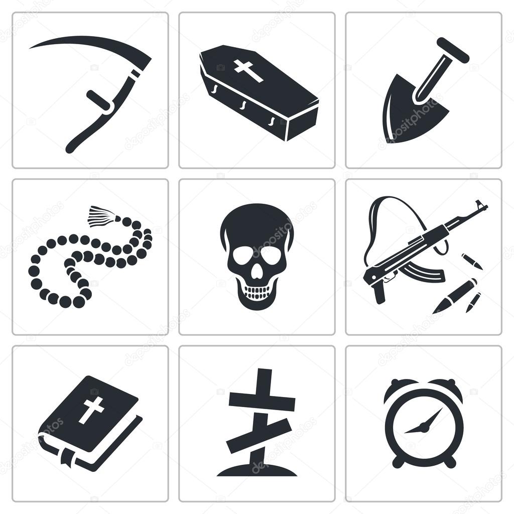 Death and burial icon collection