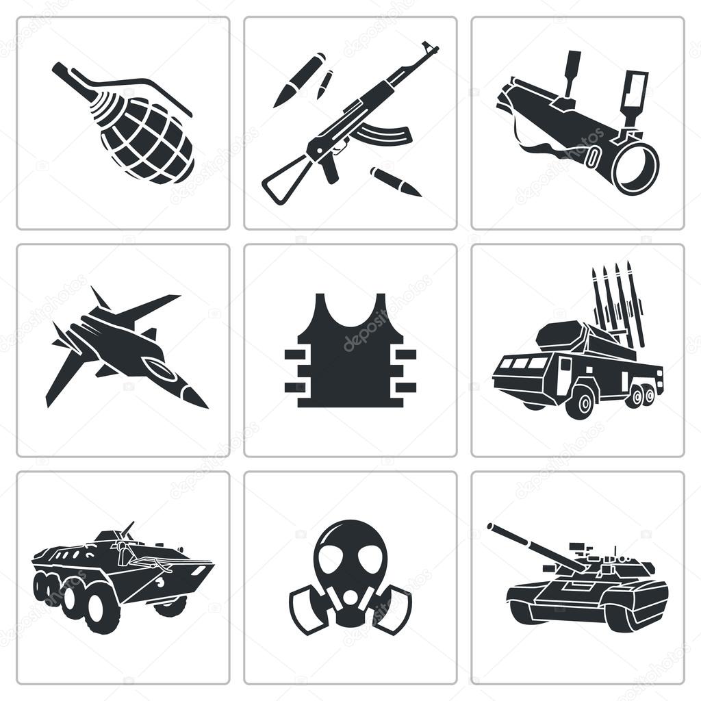 Armament, weapon Icon set