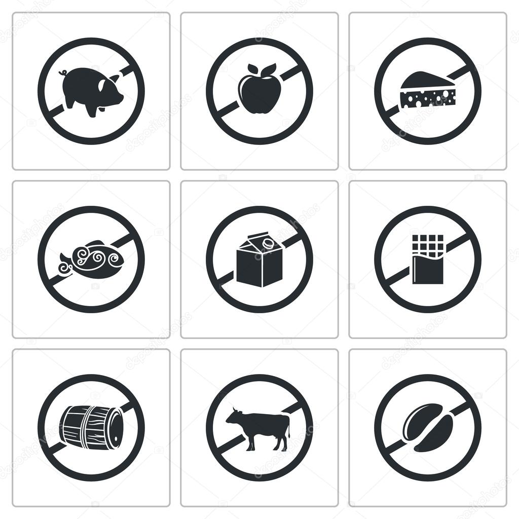 Prohibiting signs  Icons Set