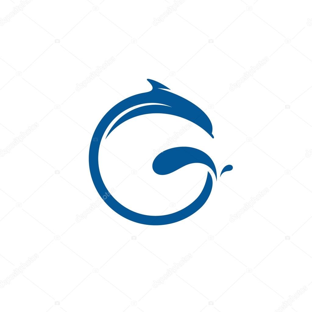 Sign  letter G, dolphin  icon. Branding identity corporate logo isolated on white background