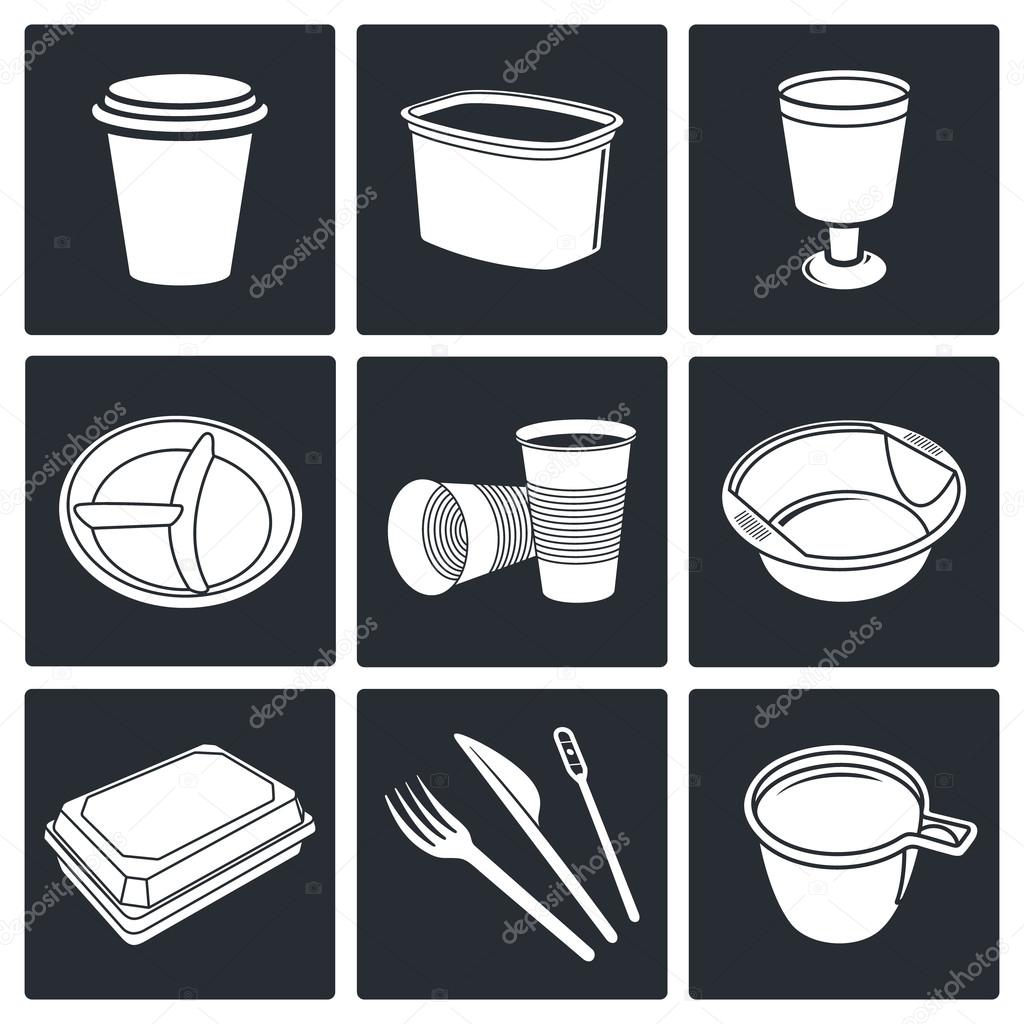 Disposable tableware Icons