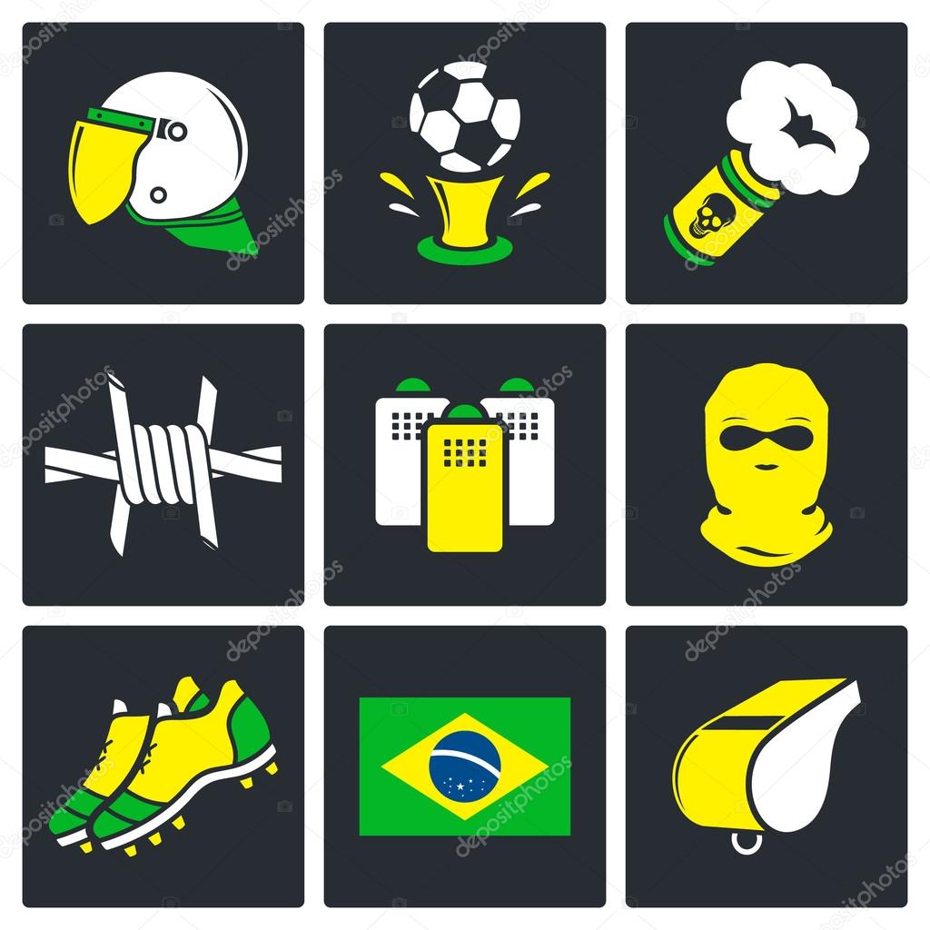 Soccer fans ultras Icons set
