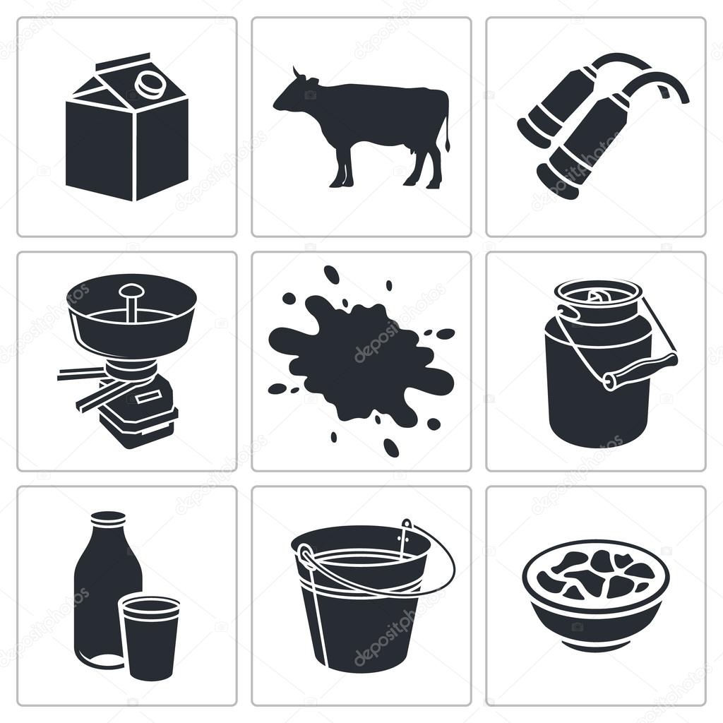 Milk production icon collection
