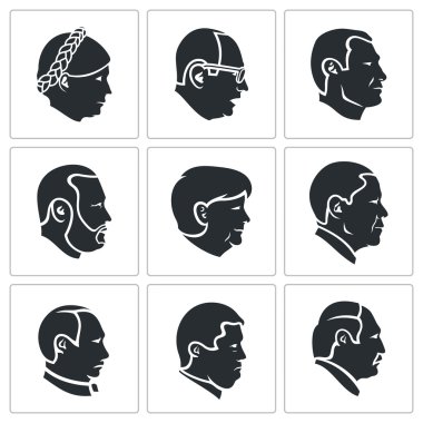 İnsanlar kafalarını Icons Set