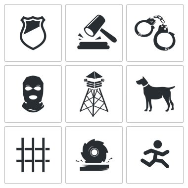 Hapishane, hapis Icons Set