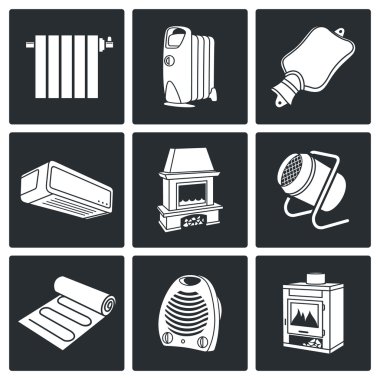 İklim, ekipman Icons Set