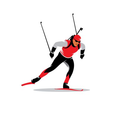 Biatlon kayakçı vektör işareti