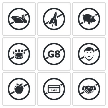 Prohibiting signs, sanctions  Icons Set clipart