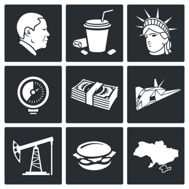 USA policy  Icons Set clipart