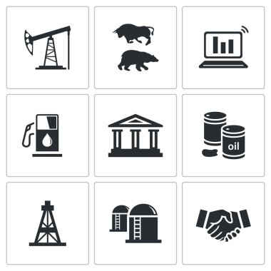 Petrol ve gaz endüstrisi Icons set