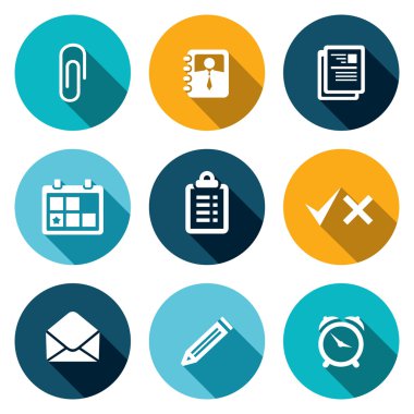 Office icons set clipart