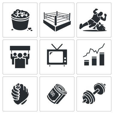 Güreş spor Icons Set