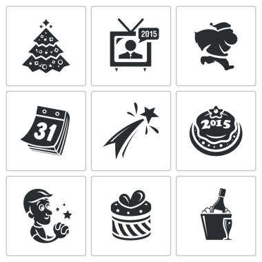 Yeni yıl Icons set