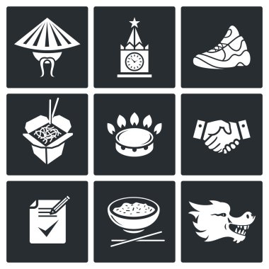 Çin ve Rusya Icons Set